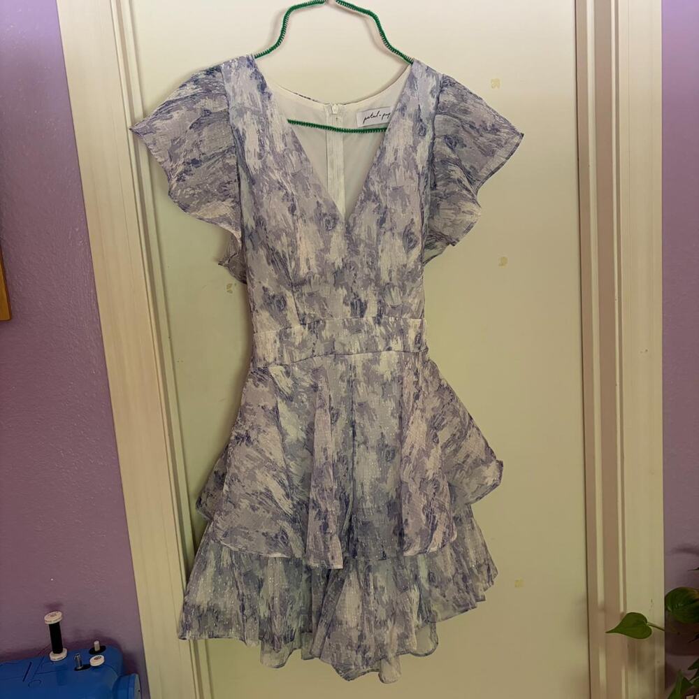 PETAL + PUP RUFFLED FLORAL METALLIC ROMPER